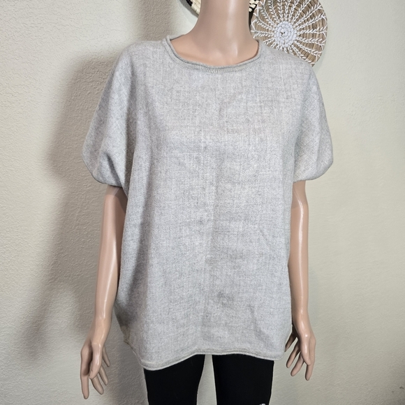 Cuyana Gray 100% Baby Alpaca Top Size XS/S Oversized Roll Edge Peru Lagenlook - Picture 8 of 13